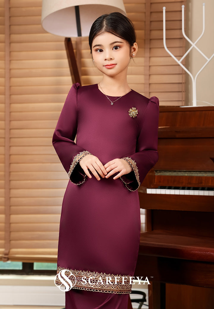 PIETRA KURUNG KIDS (BURGUNDY MAROON)