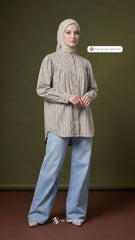 BRIA PLAID LINEN BLOUSE (PISTACHIO BROWN)