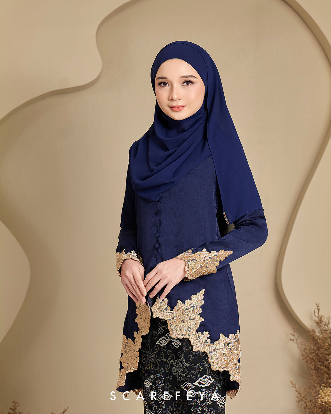 RIAU KEBAYA RANIA (NAVY BLUE) – Scarffeya Malaysia's Best