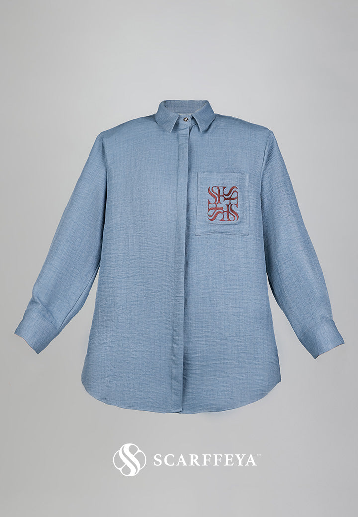 SHEA CASUAL BLOUSE (ASH BLUE)
