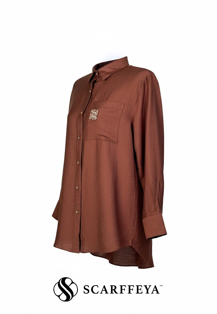 TARA CASUAL BLOUSE (DARK BROWN)