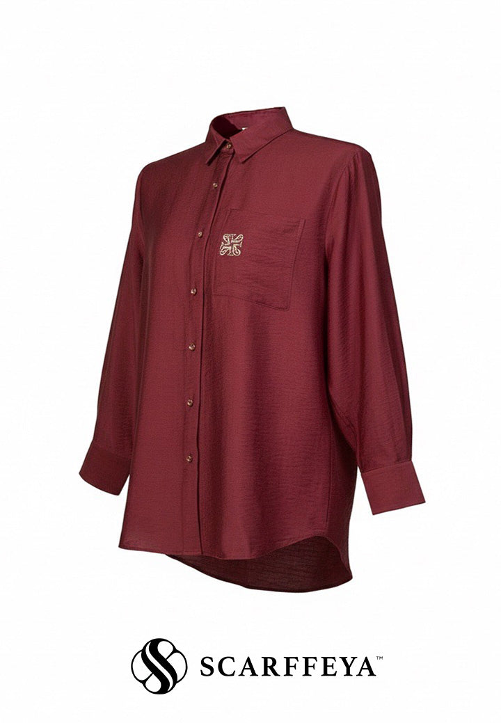 TARA CASUAL BLOUSE (MAHOGANY MAROON)
