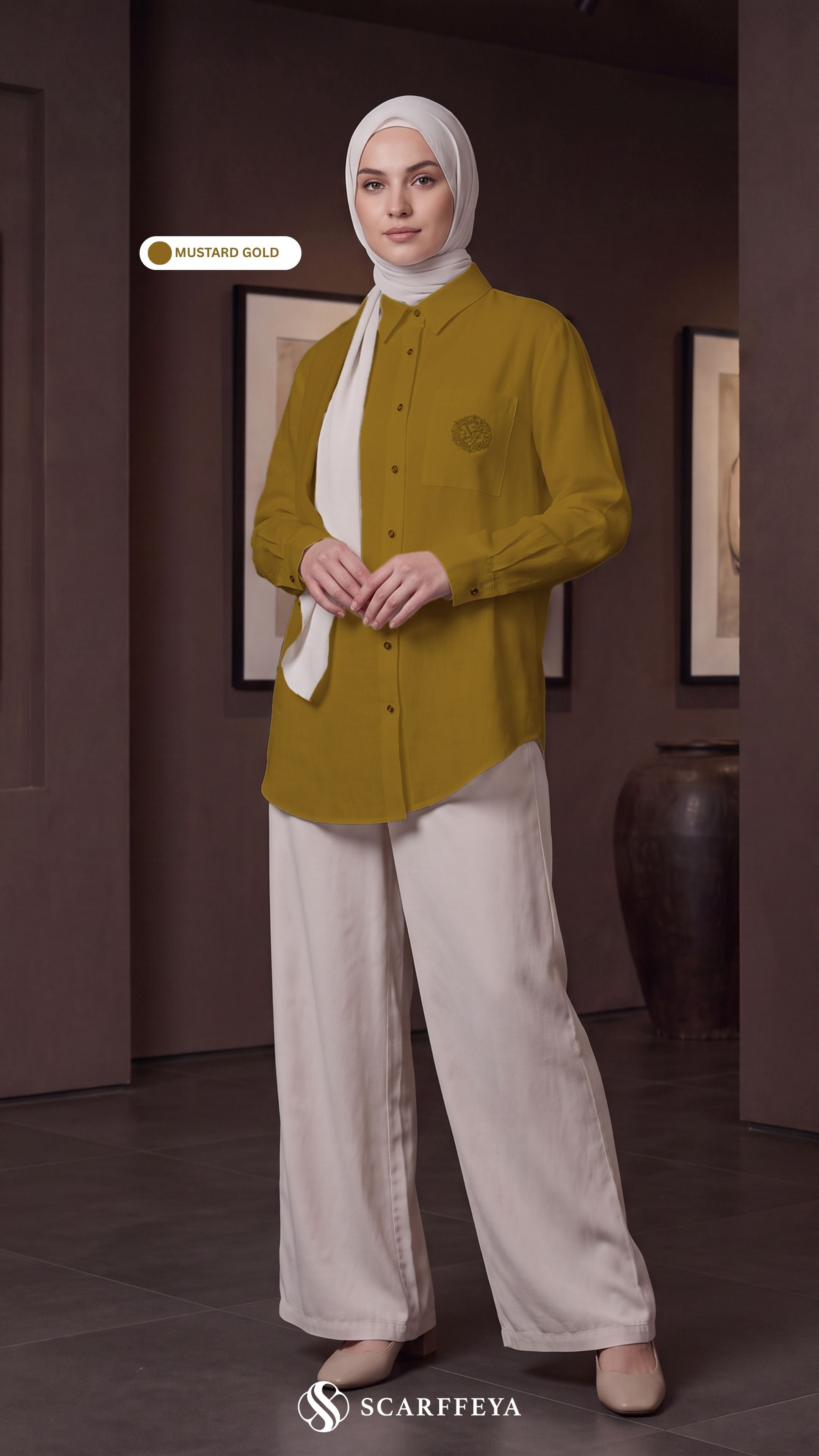 TESSA LINEN SHIRT (MUSTARD GOLD)