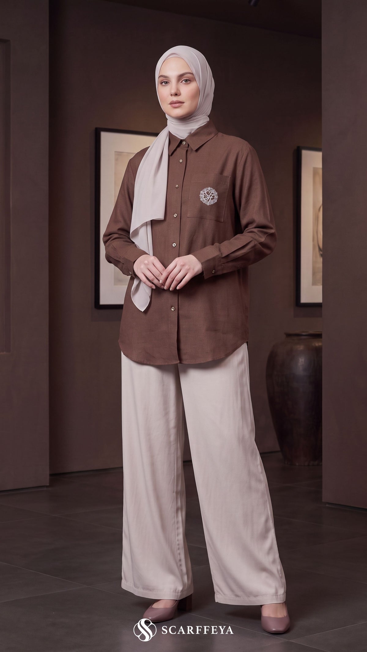 TESSA LINEN SHIRT (RICH BROWN)
