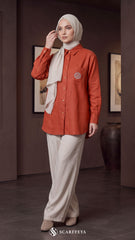TESSA LINEN SHIRT (RUST TANGERINE)