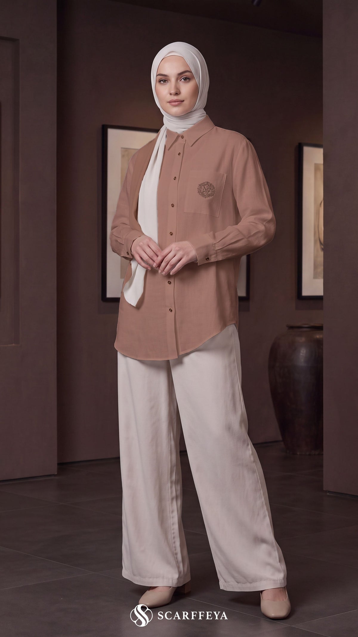 TESSA LINEN SHIRT (SADDLE BROWN)