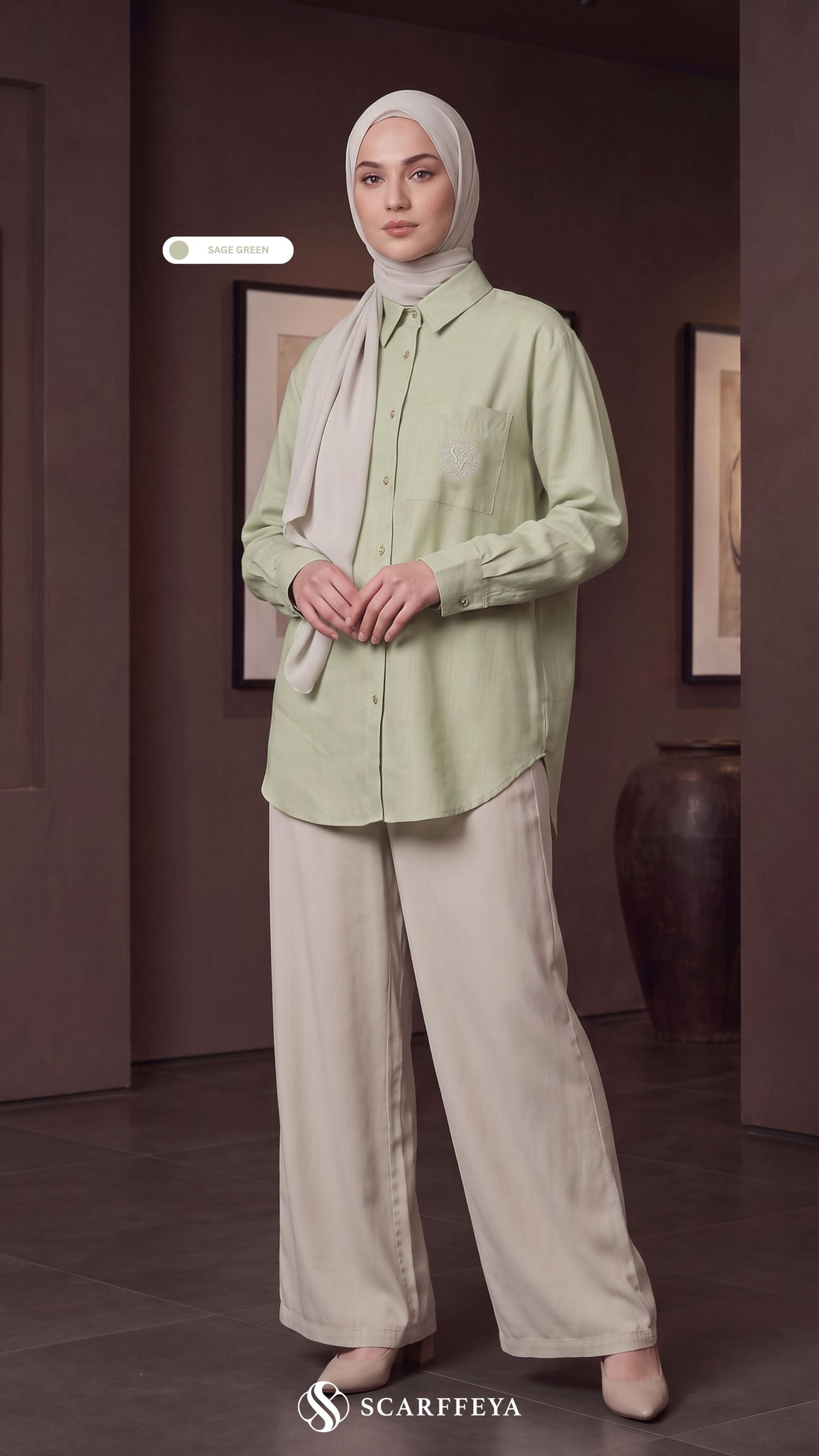 TESSA LINEN SHIRT (SAGE GREEN)