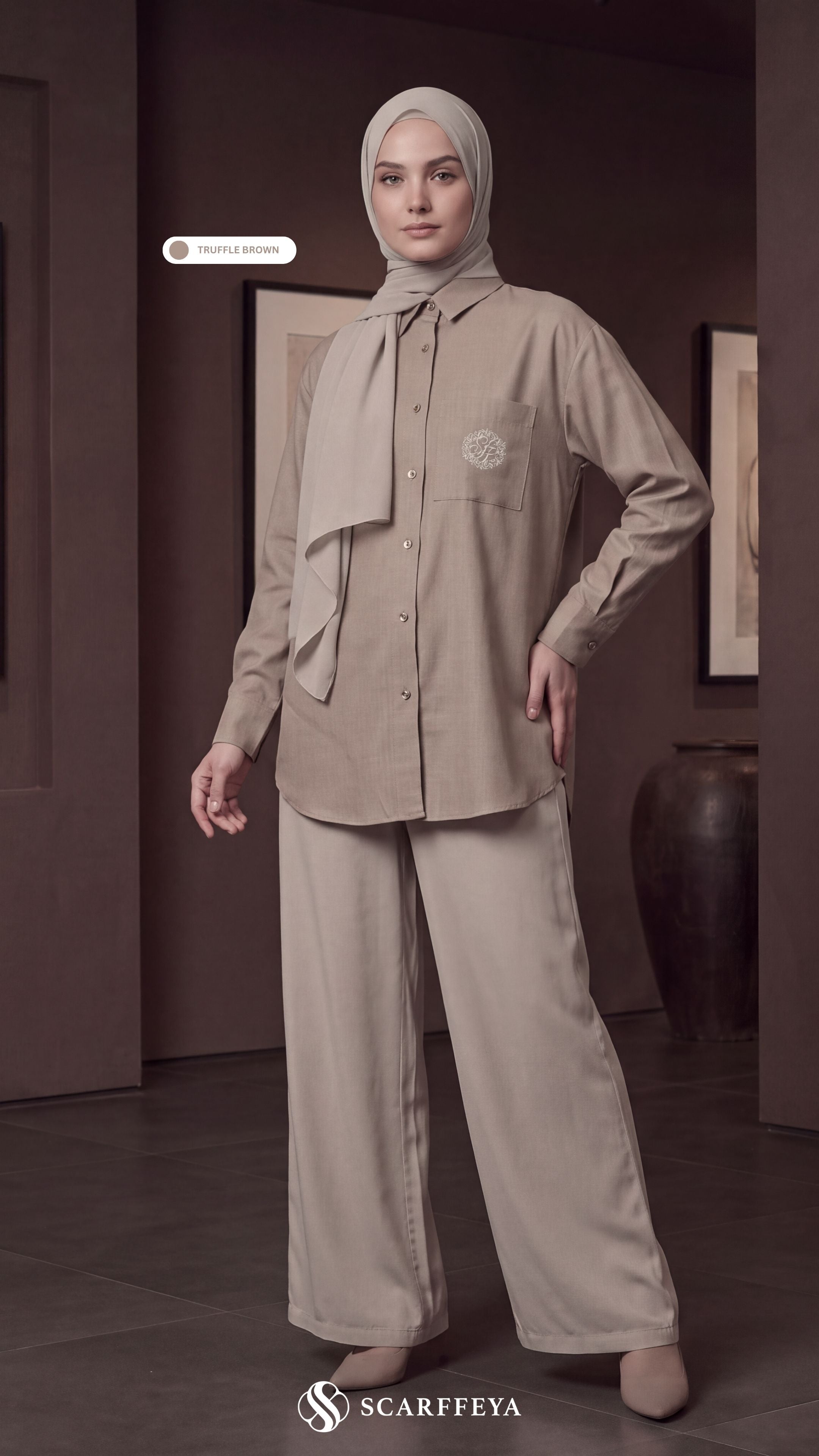 TESSA LINEN SHIRT (TRUFFLE BROWN)