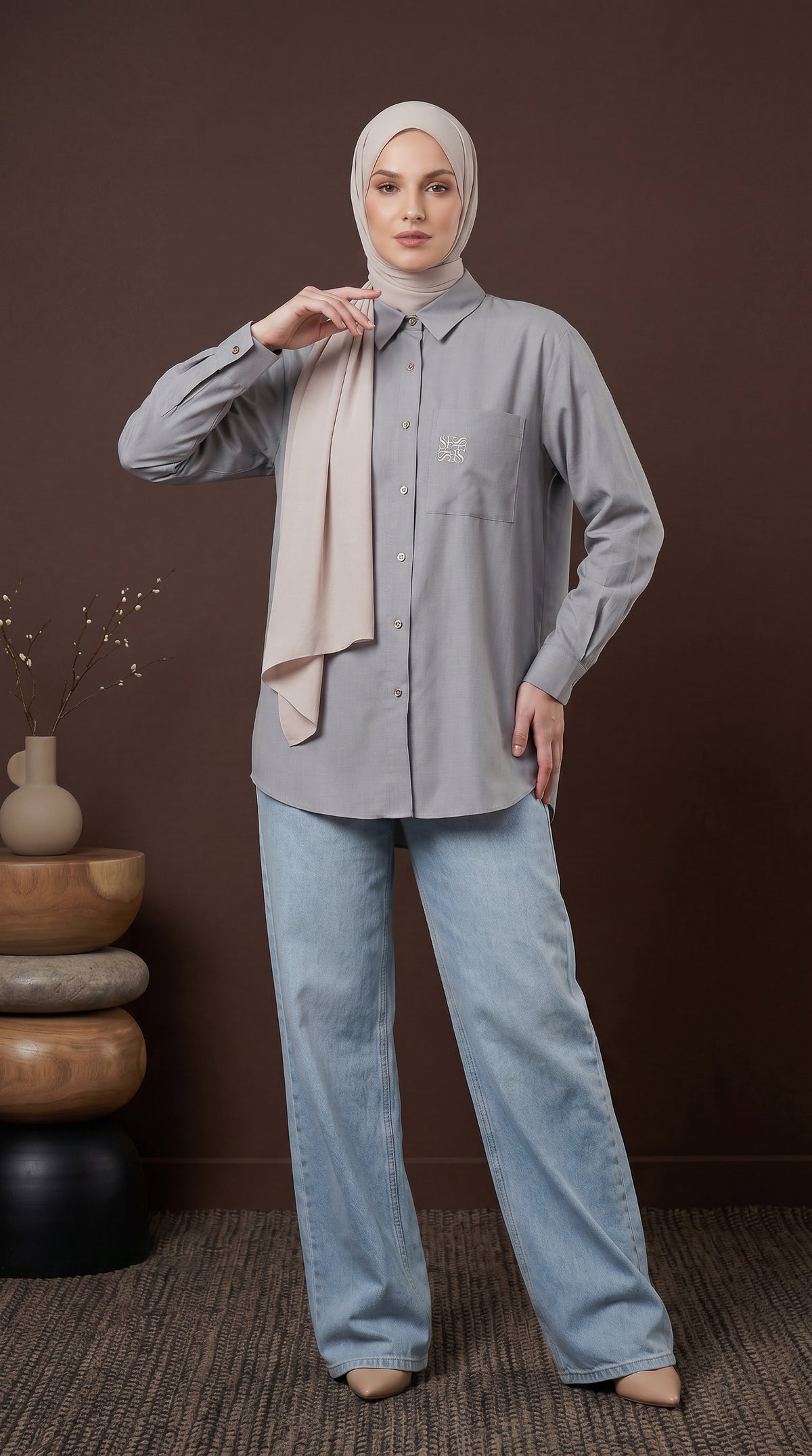 TARA CASUAL BLOUSE (SLATE GREY)