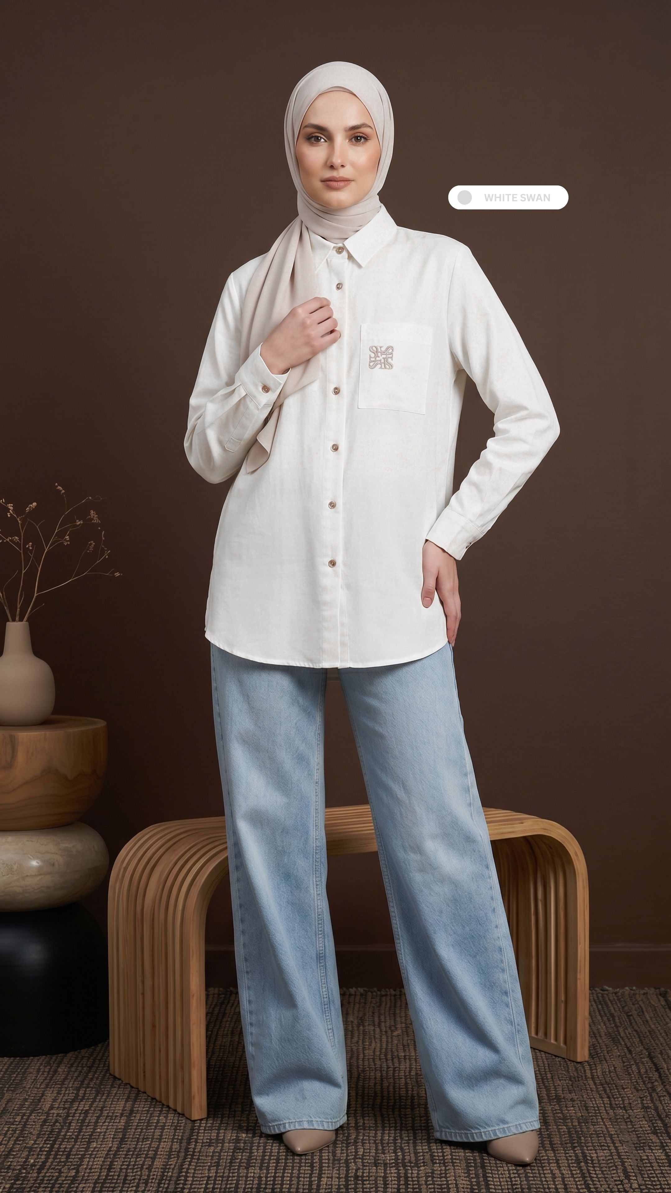 TARA CASUAL BLOUSE (WHITE SWAN)