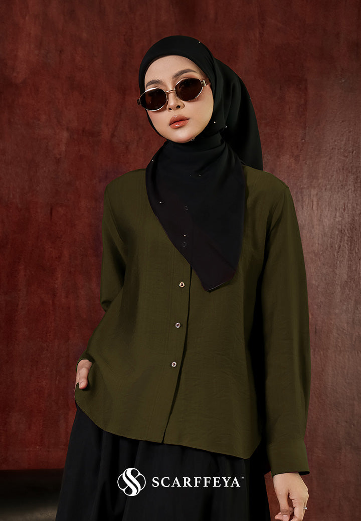 YUNA LINEN BLOUSE (OLIVE GREEN)