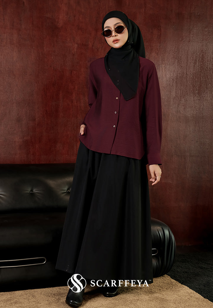 YUNA LINEN BLOUSE (BURGUNDY MAROON)