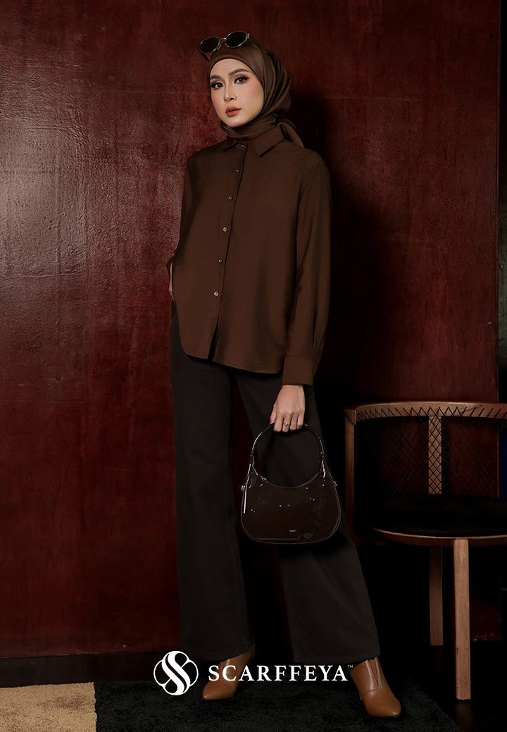YUNA LINEN BLOUSE (DARK BROWN)