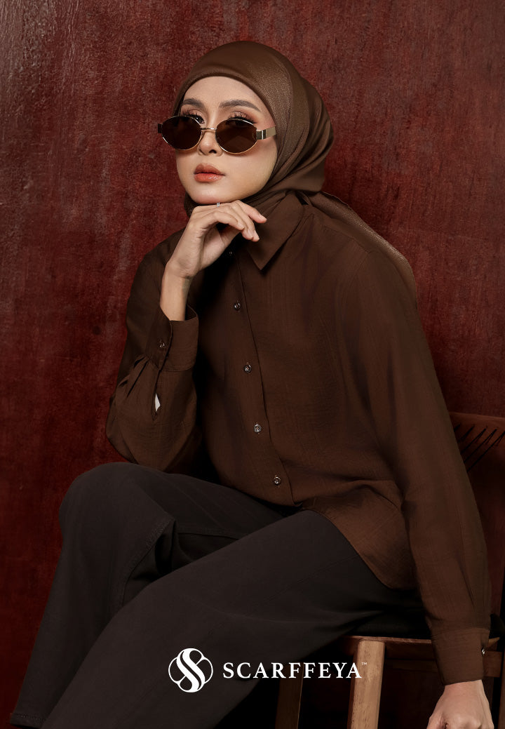 YUNA LINEN BLOUSE (DARK BROWN)