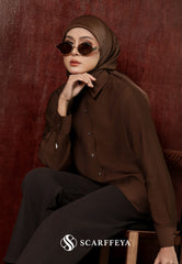 YUNA LINEN BLOUSE (DARK BROWN)