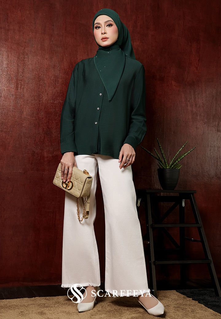 YUNA LINEN BLOUSE (EMERALD GREEN)