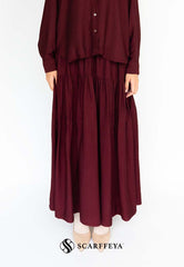 YUNA LINEN SKIRT (BURGUNDY MAROON)