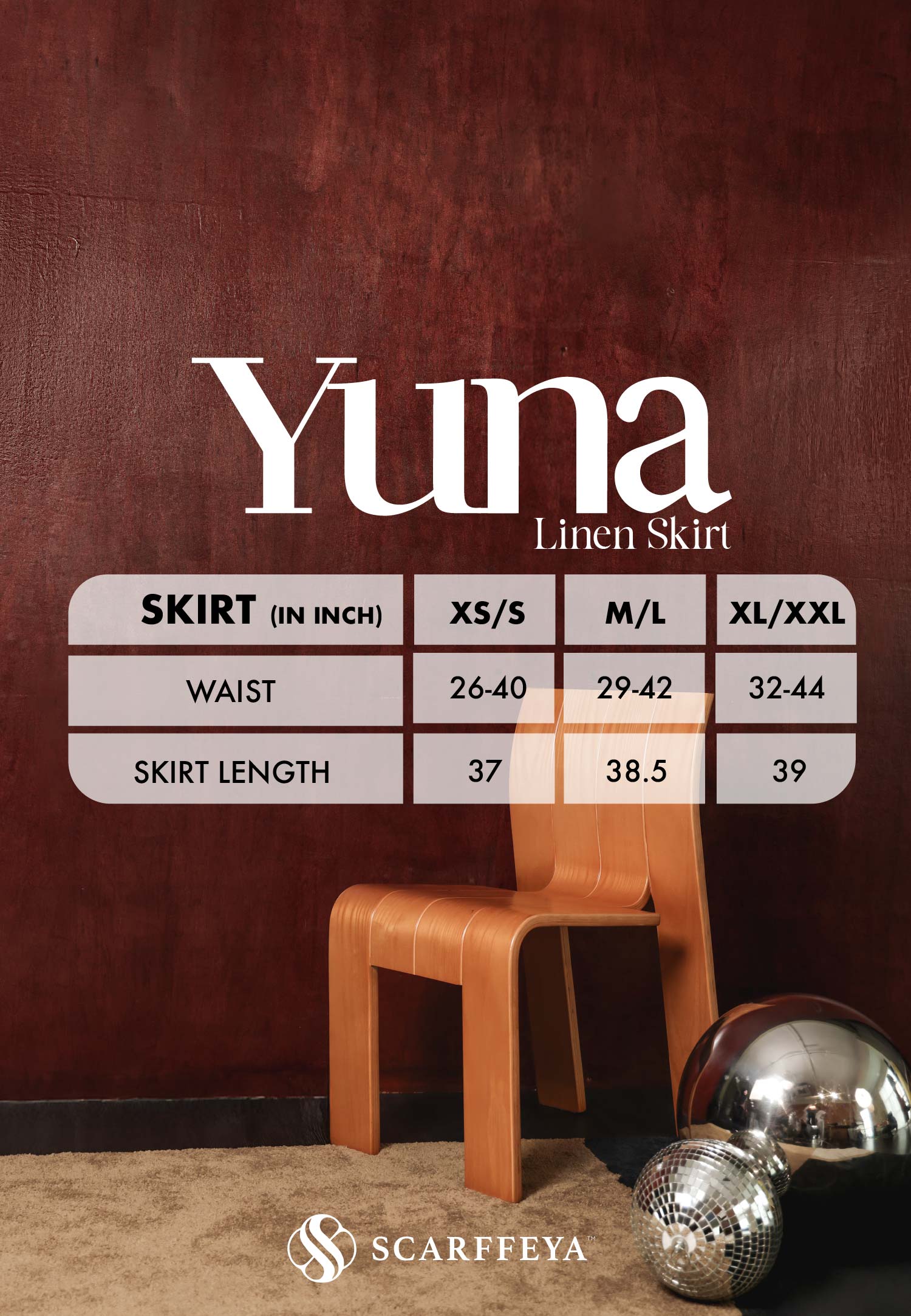 YUNA LINEN SKIRT (BURGUNDY MAROON)