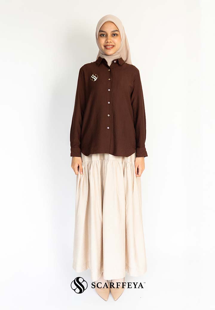 YUNA LINEN SKIRT (NUDE CHAMPAGNE)