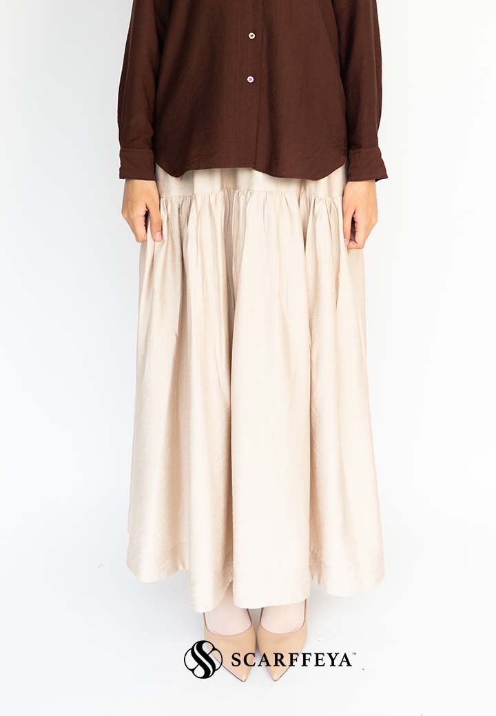 YUNA LINEN SKIRT (NUDE CHAMPAGNE)
