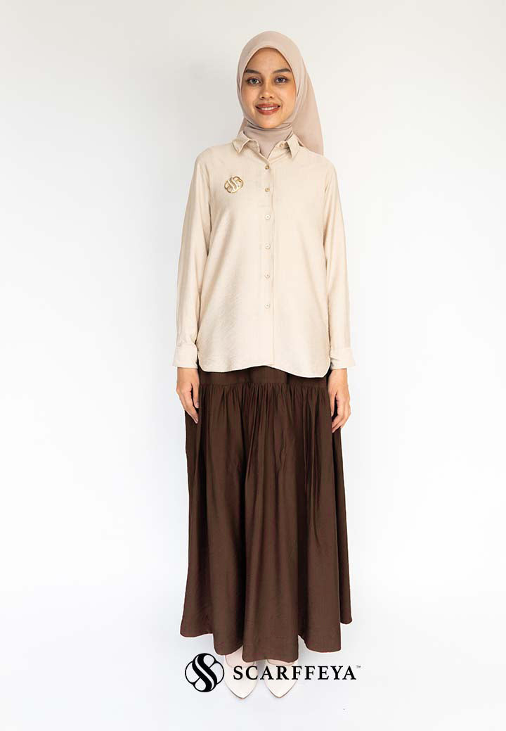 YUNA LINEN SKIRT (RICH BROWN)