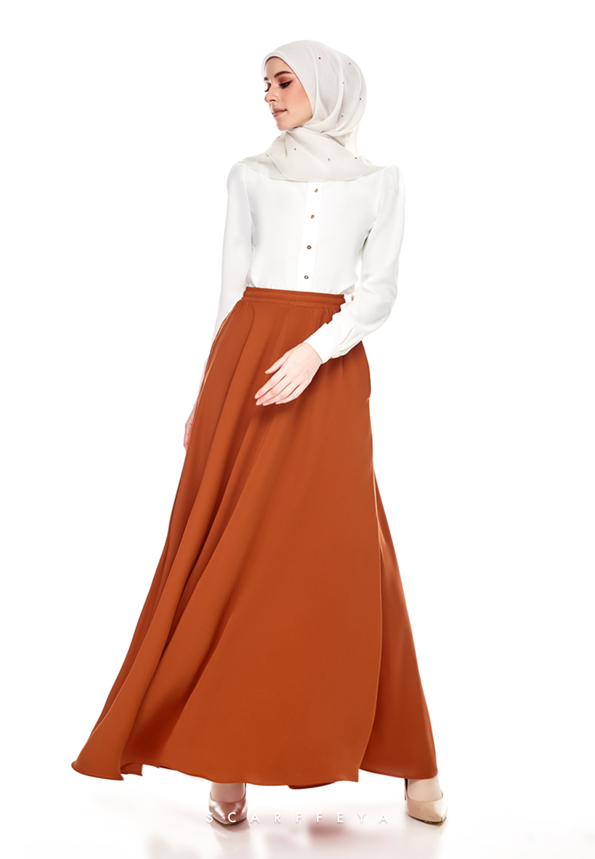 LANA SKIRT (BRICK TANGERINE)